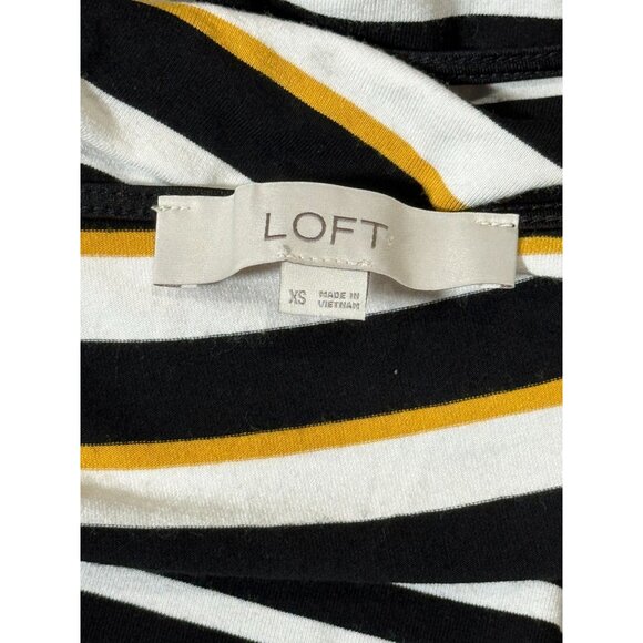 Loft Womens Size XS Striped Maxi Dress Black Yellow White Summer Beach Stretch - Picture 8 of 8